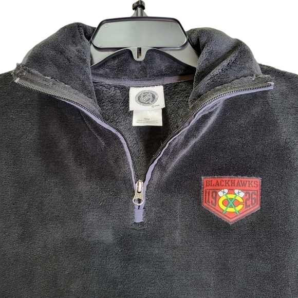 NHL Blackhawks Med fleece 1/4 zip pullover black Hockey - Picture 7 of 16